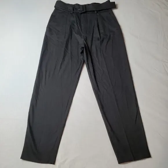 Mango Women's Size 8 NWT Belted Tapered Leg Pants Black - Picture 4 of 8